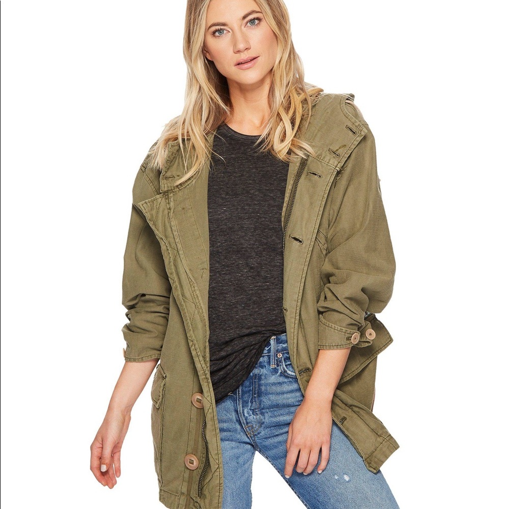 Free People Olive Green  Hooded Parka Size M